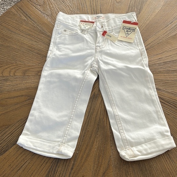✅NWT✅ Girls White Denim Capris Sz 5 with Easy Adjust Waist - Picture 1 of 6